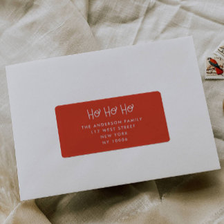 Ho Ho Ho | Fun Script Red Christmas Retouradres Etiket