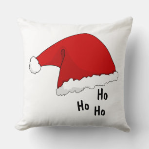 Ho ho ho Funny Cute santa hat red and white xmas Kussen