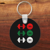 Ho Ho Ho Funny Dumbbell Christmas Weightlifting Gy Sleutelhanger (Voorkant)