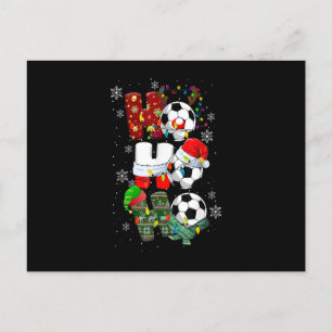 Ho Ho Ho Funny Soccer Reindester Santa Hat Kerstmi Feestdagenkaart