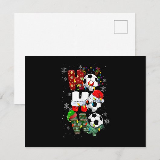 Ho Ho Ho Funny Soccer Reindester Santa Hat Kerstmi Feestdagenkaart (Voorkant / Achterkant)