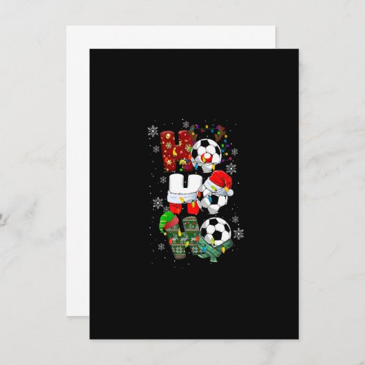 Ho Ho Ho Funny Soccer Reindester Santa Hat Kerstmi Kaart (Voorkant / Achterkant)