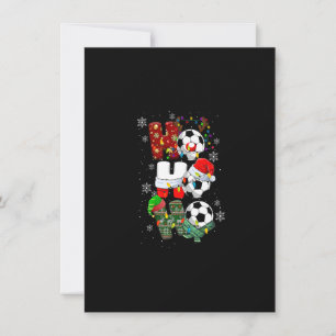 Ho Ho Ho Funny Soccer Reindester Santa Hat Kerstmi Kaart