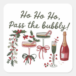 Ho Ho Ho Geef de Mousserende Wijn Drinken Xmas Cha Vierkante Sticker