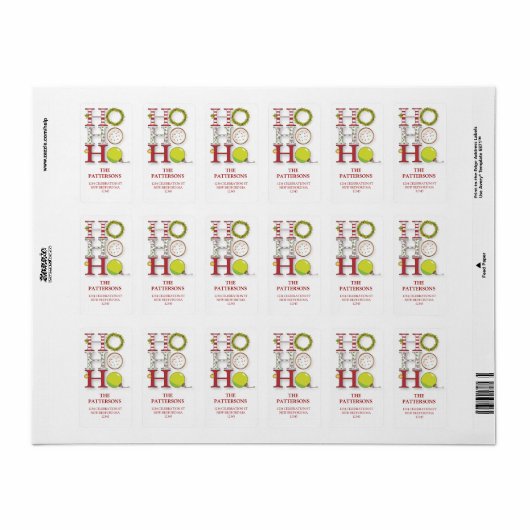 HO HO HO Gelukkige Kerstmis Groet Etiket (Full Sheet)