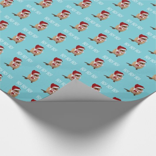 Ho! Ho! Ho! Gerbil in Santa Hat, Scarf en Mitten Cadeaupapier (Hoek)