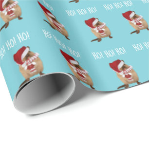 Ho! Ho! Ho! Gerbil in Santa Hat, Scarf en Mitten Cadeaupapier