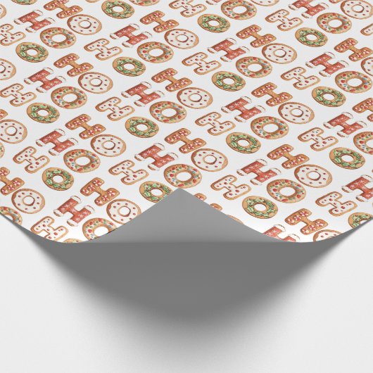 Ho Ho Ho Gingerbread Cookie Christmas Cadeaupapier (Hoek)