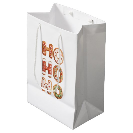 Ho Ho Ho Gingerbread Cookie Christmas Medium Cadeauzakje (Voorkant Gekanteld)