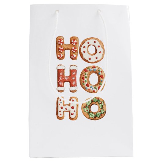 Ho Ho Ho Gingerbread Cookie Christmas Medium Cadeauzakje (Voorkant)