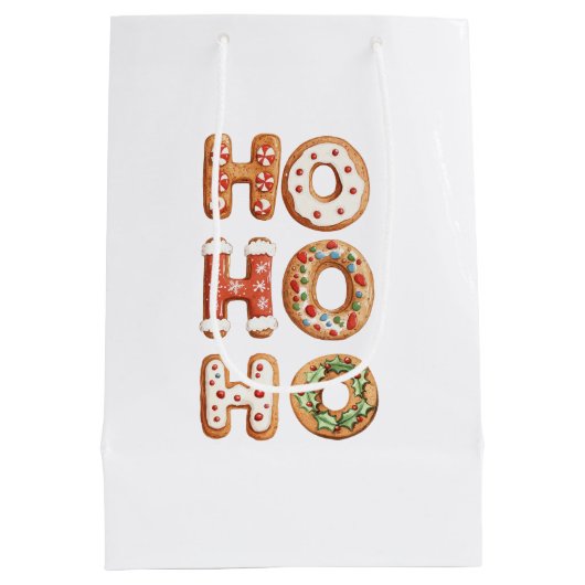 Ho Ho Ho Gingerbread Cookie Christmas Medium Cadeauzakje (Achterkant)