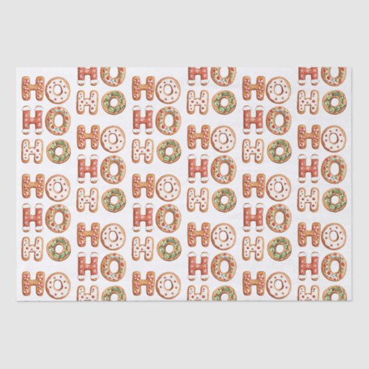 Ho Ho Ho Gingerbread Cookie Christmas Tissuepapier (Voorkant)