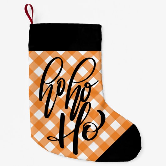 HO HO HO - GINGHAM-kerststop Kleine Kerstsok (Voorkant)