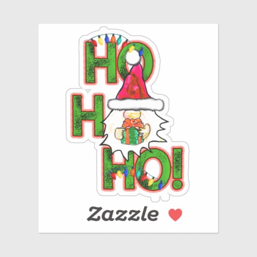 Ho Ho Ho Gnome Santa Kerstman Kisscut Sticker (Vel)