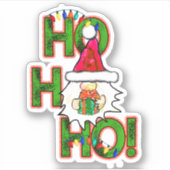 Ho Ho Ho Gnome Santa Kerstman Kisscut Sticker (Voorkant)