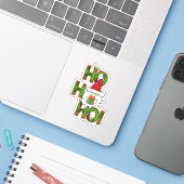 Ho Ho Ho Gnome Santa Kerstman Kisscut Sticker (Laptop met iPhone)