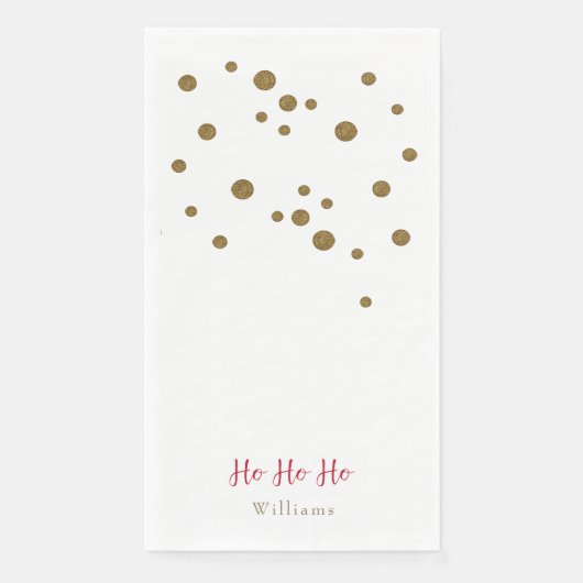 Ho Ho Ho Gold White & Red aangepaste vakantie Servet (Voorkant)