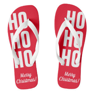 HO HO HO grappig rood tropisch kerststrand Teenslippers