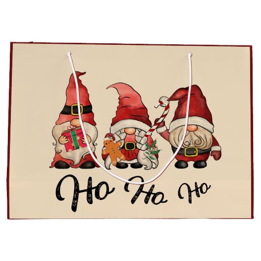 Ho Ho Ho! Grappige Gnomes Nordic Christmas Winter  Groot Cadeauzakje (Achterkant)