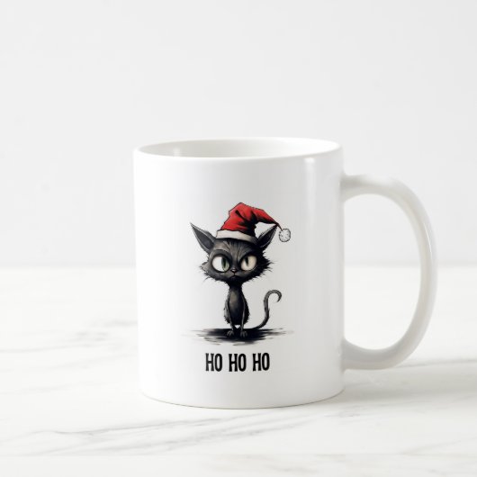 Ho Ho Ho Grappige Kat Kerstmis Koffiemok (Rechts)