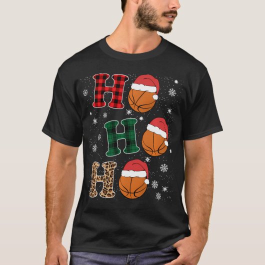 Ho Ho Ho Grappige Kerstman Basketbal Liefhebbers C T-shirt (Voorkant)