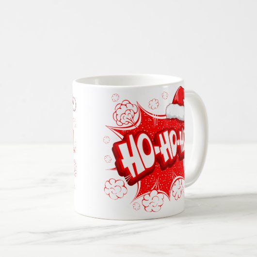 Ho Ho Ho grappige santa die rood wit lacht Koffiemok (Voorkant rechts)