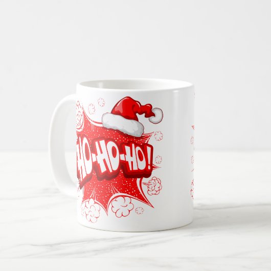 Ho Ho Ho grappige santa die rood wit lacht Koffiemok (Voorkant links)