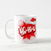 Ho Ho Ho grappige santa die rood wit lacht Koffiemok (Links)