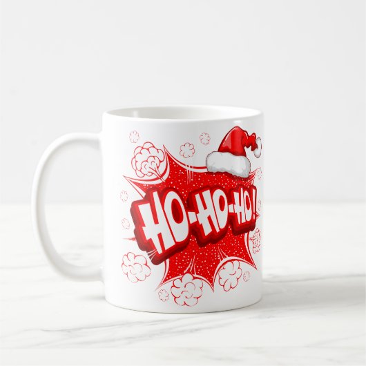 Ho Ho Ho grappige santa die rood wit lacht Koffiemok (Links)