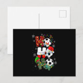 Ho Ho Ho Grappige Voetbal Rendier Kerstman Hoed Ke Feestdagenkaart (Voorkant / Achterkant)