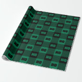 Ho Ho Ho Green Black Chic Christmas Buffalo Plaid Cadeaupapier (Uitgerold)