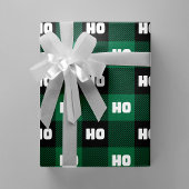 Ho Ho Ho Green Black White Christmas Buffalo Plaid Cadeaupapier