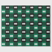 Ho Ho Ho Green Black White Christmas Buffalo Plaid Cadeaupapier (Vlak)