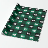 Ho Ho Ho Green Black White Christmas Buffalo Plaid Cadeaupapier (Uitgerold)