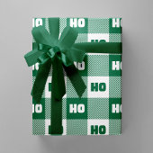 Ho Ho Ho Green White Chic Christmas Buffalo Plaid Cadeaupapier