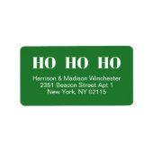 Ho Ho Ho - groen, modern kerstterugkeringsadres Etiket (Voorkant)