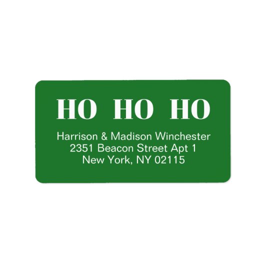 Ho Ho Ho - groen, modern kerstterugkeringsadres Etiket (Voorkant)