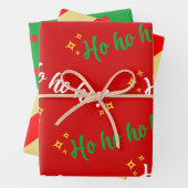Ho Ho Ho Groen Rood Wit Geel Inpakpapier Vel (In situ)