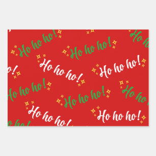 Ho Ho Ho Groen Rood Wit Geel Inpakpapier Vel