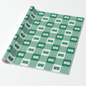 Ho Ho Ho Groen Wit Chic Kerstmis Buffalo Plaid Cadeaupapier (Uitgerold)