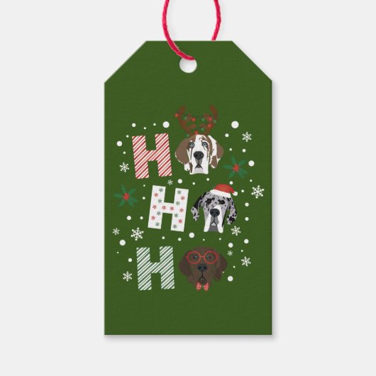 Ho Ho Ho Groot Deen Vrolijk Kerstfeest Cadeaulabel (Voorkant)