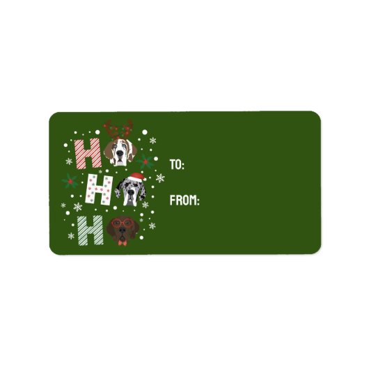 Ho Ho Ho Groot Deen Vrolijk Kerstfeest Etiket (Voorkant)