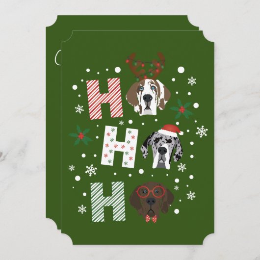Ho Ho Ho Groot Deen Vrolijk Kerstfeest Kaart (Voorkant / Achterkant)