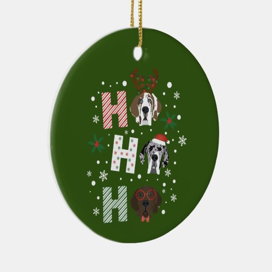 Ho Ho Ho Groot Deen Vrolijk Kerstfeest Keramisch Ornament (Rechts)