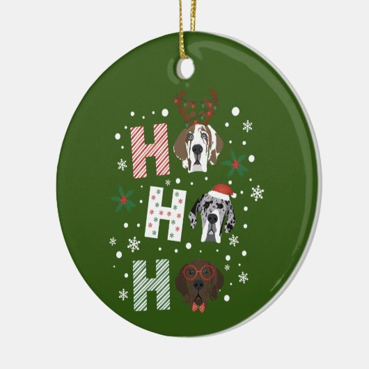 Ho Ho Ho Groot Deen Vrolijk Kerstfeest Keramisch Ornament (Links)