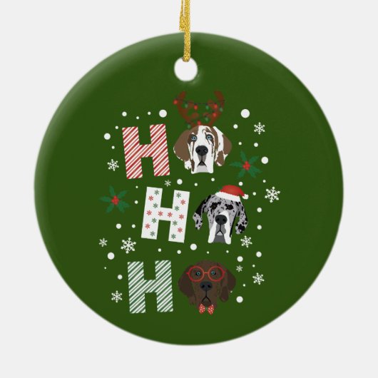 Ho Ho Ho Groot Deen Vrolijk Kerstfeest Keramisch Ornament (Achterkant)