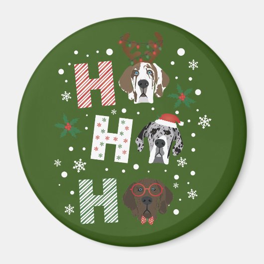 Ho Ho Ho Groot Deen Vrolijk Kerstfeest Magneet (Voorkant)