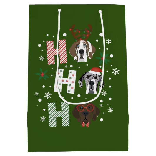 Ho Ho Ho Groot Deen Vrolijk Kerstfeest Medium Cadeauzakje (Achterkant)