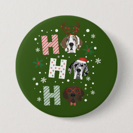 Ho Ho Ho Groot Deen Vrolijk Kerstfeest Ronde Button 7,6 Cm