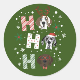 Ho Ho Ho Groot Deen Vrolijk Kerstfeest Ronde Sticker
